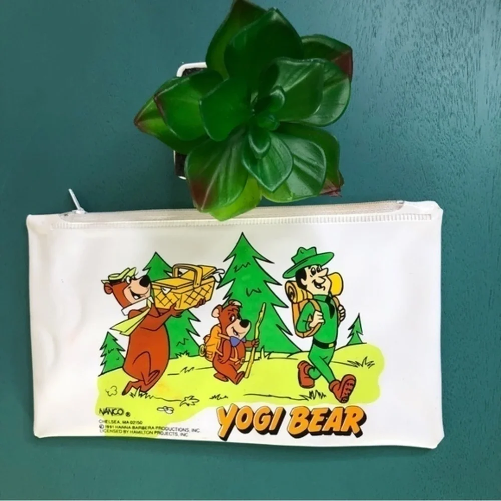 Yogi Bear Pencil Case Boo Boo Ranger Smith Graphic Vintage 1991 Hanna Barbera